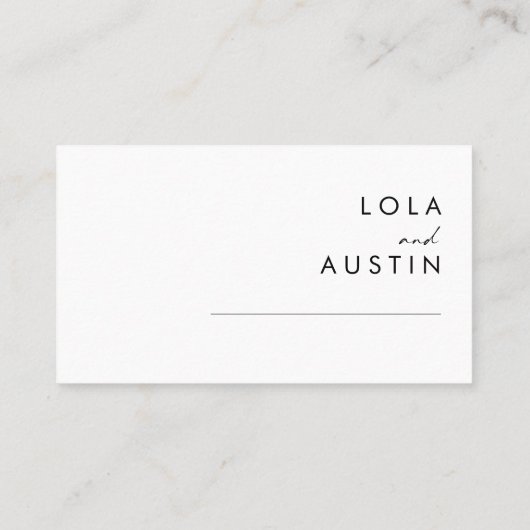 Moderne minimalistische platte trouwplaatskaart plaatskaartje (Achterkant)