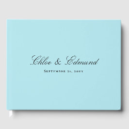Moderne Minimalistische Poederblauwe Trouw Gastenboek