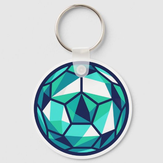 Moderne Minimalistische Polygoon Voetbal Sleutelhanger (Voorkant)