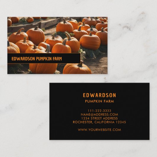 Moderne minimalistische pompoen boerderij professi visitekaartje (Voorkant / Achterkant)