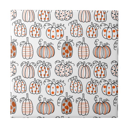 Moderne Minimalistische Pompoen – Oranje Abstract Tegeltje (Voorkant)