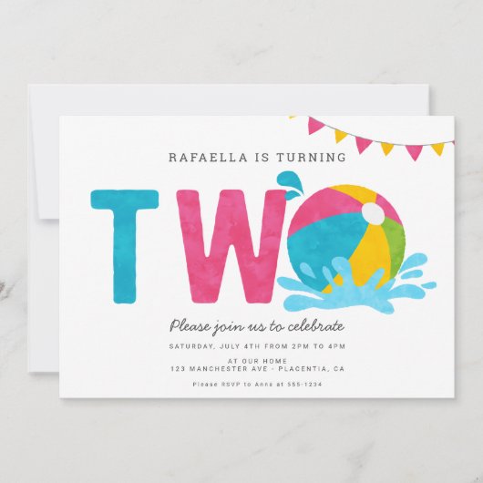 Moderne Minimalistische Pool Party MEISJE Tweede v Kaart (Voorkant)