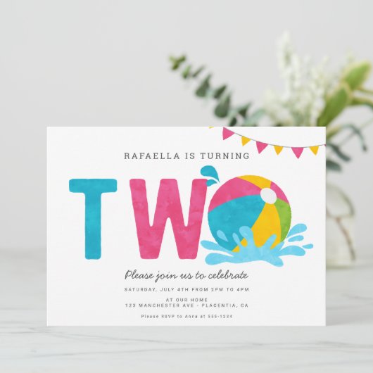 Moderne Minimalistische Pool Party MEISJE Tweede v Kaart (Staand voorkant)