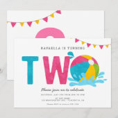Moderne Minimalistische Pool Party MEISJE Tweede v Kaart (Voorkant / Achterkant)
