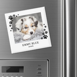 Moderne Minimalistische Pootafdruk Hond Foto Magneet