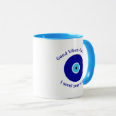 Moderne, minimalistische positieve energie, blauw  mok (Voorkant rechts)