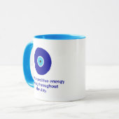 Moderne, minimalistische positieve energie, blauw mok (Voorkant links)