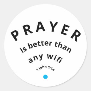 Moderne, minimalistische PRAYER BETER DAN WIFI Cus Ronde Sticker