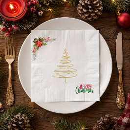 Moderne Minimalistische Prettig Kerst Papier Serve Servet