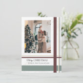 Moderne Minimalistische Prettig Kerstfeest Foto Feestdagenkaart (Staand voorkant)