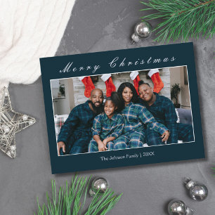 Moderne Minimalistische Prettig Kerstmis Familie F Briefkaart