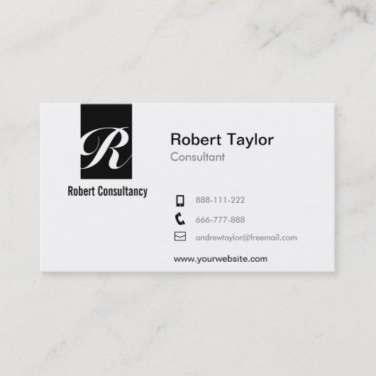 Moderne, minimalistische Professional Black en Whi Visitekaartje (Voorkant)