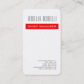Moderne minimalistische Professional Plain Red Whi Visitekaartje (Voorkant)
