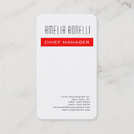 Moderne minimalistische Professional Plain Red Whi Visitekaartje