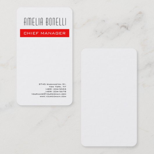 Moderne minimalistische Professional Plain Red Whi Visitekaartje (Voorkant / Achterkant)