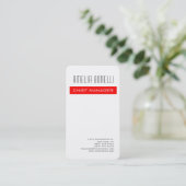 Moderne minimalistische Professional Plain Red Whi Visitekaartje (Staand voorkant)