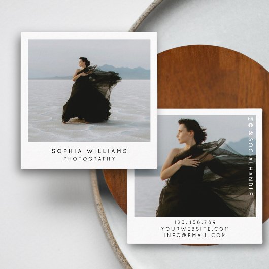 Moderne minimalistische professionele 2 foto vierkante visitekaartje