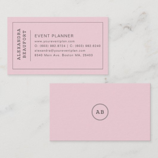 Moderne minimalistische professionele blush roze visitekaartje (Voorkant / Achterkant)