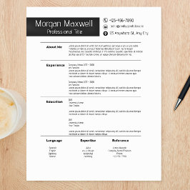 Moderne minimalistische professionele CV Sjabloon Briefhoofd