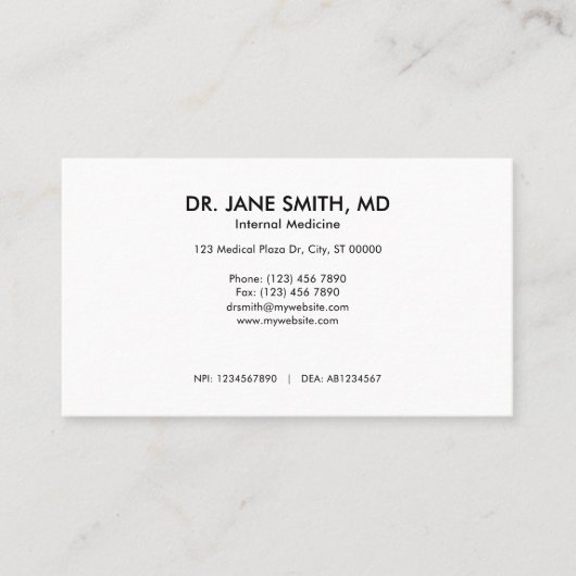 Moderne Minimalistische Professionele Dokter Visitekaartje (Voorkant)