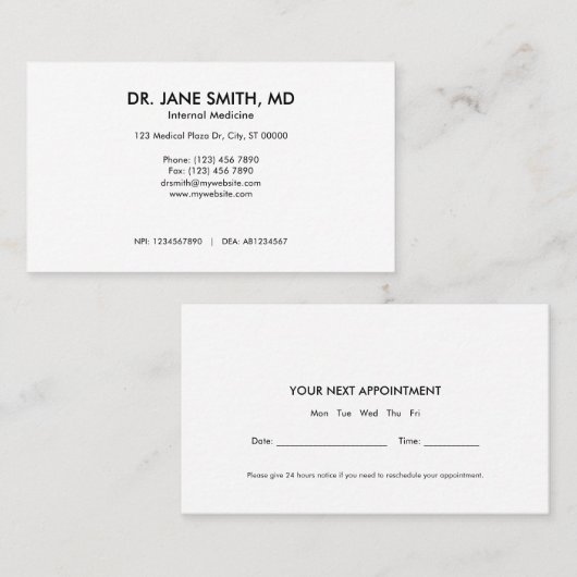 Moderne Minimalistische Professionele Dokter Visitekaartje (Voorkant / Achterkant)