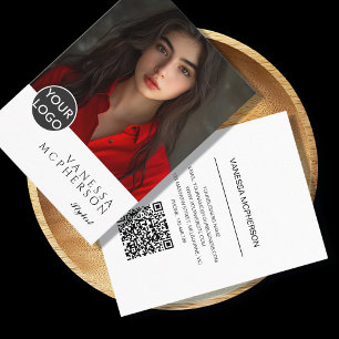 Moderne minimalistische professionele foto Logo QR Visitekaartje