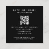 Moderne minimalistische professionele foto QR-code Vierkante Visitekaartje (Achterkant)