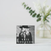 Moderne minimalistische professionele foto QR-code Vierkante Visitekaartje (Staand voorkant)