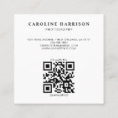 Moderne minimalistische professionele foto QR-code Vierkante Visitekaartje (Achterkant)
