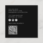 Moderne, minimalistische professionele fotograaf vierkante visitekaartje (Achterkant)