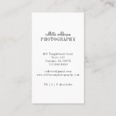 Moderne, minimalistische professionele fotograaf visitekaartje (Achterkant)