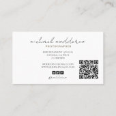 Moderne, minimalistische professionele fotograaf visitekaartje (Achterkant)