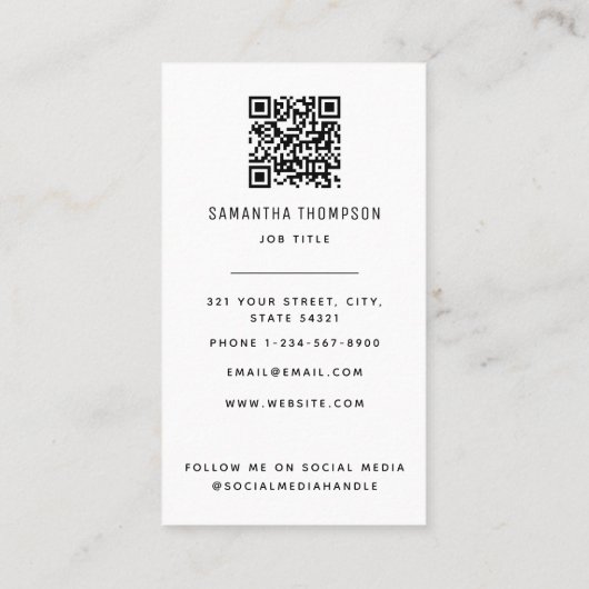 Moderne minimalistische professionele fotografie visitekaartje (Achterkant)