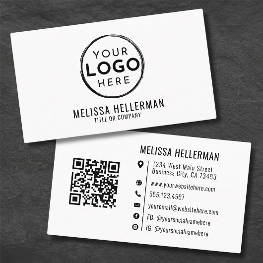 Moderne minimalistische professionele Logo QR-code Visitekaartje