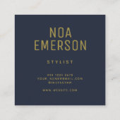 Moderne minimalistische professionele marine blauw vierkante visitekaartje (Achterkant)