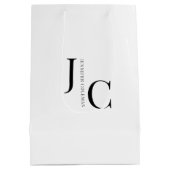 Moderne Minimalistische Professionele Monogram Wit Medium Cadeauzakje (Achterkant)