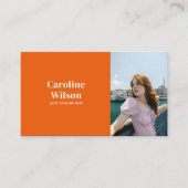 Moderne minimalistische professionele Oranje foto Visitekaartje (Voorkant)