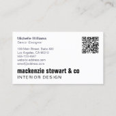Moderne minimalistische professionele QR-code Visitekaartje (Achterkant)