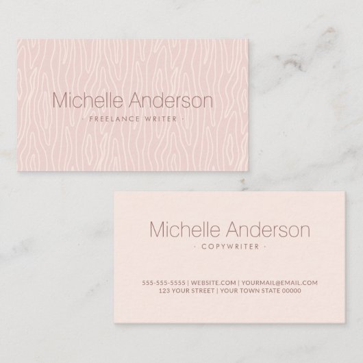 Moderne, minimalistische professionele roze houtko visitekaartje (Voorkant / Achterkant)