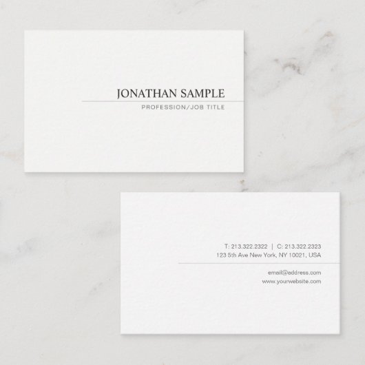 Moderne minimalistische professionele Sjabloon Visitekaartje (Voorkant / Achterkant)
