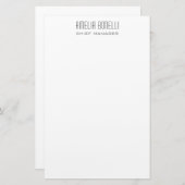 Moderne Minimalistische Professionele Standaard Gr Briefpapier (Voorkant / Achterkant)