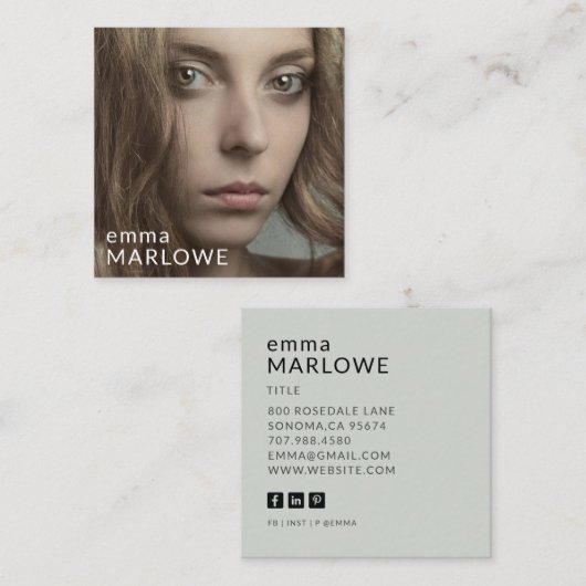 Moderne minimalistische professionele stijlvolle f vierkante visitekaartje (Voorkant / Achterkant)