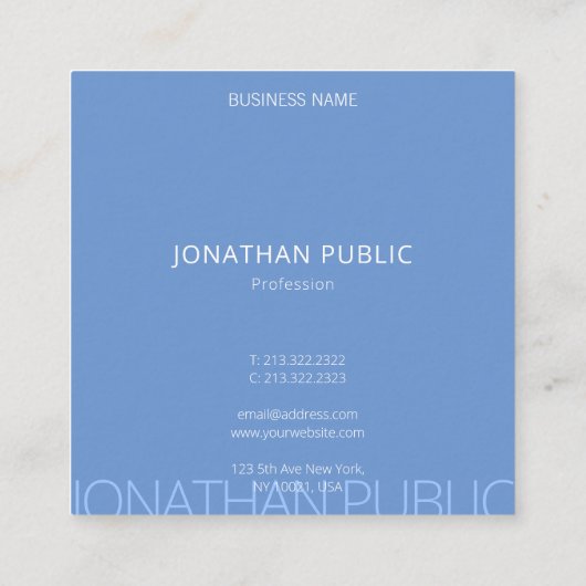 Moderne minimalistische professionele trendy Sjabl Vierkante Visitekaartje (Achterkant)