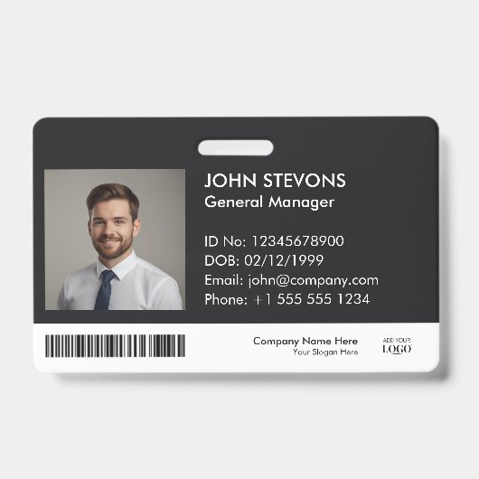 Moderne minimalistische professionele werknemer ID Badge (Voorkant)