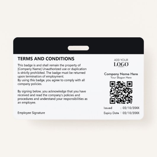 Moderne minimalistische professionele werknemer ID Badge (Achterkant)