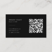 Moderne minimalistische professionele zwarte QR-co Visitekaartje (Voorkant)