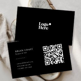 Moderne minimalistische professionele zwarte QR-co Visitekaartje