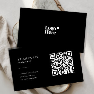 Moderne minimalistische professionele zwarte QR-co Visitekaartje