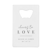 Moderne Minimalistische Proost op de Liefde Bruilo Creditkaart Flessenopener (Voorkant)