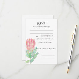 Moderne Minimalistische Protea Botanische Bruiloft RSVP Kaartje